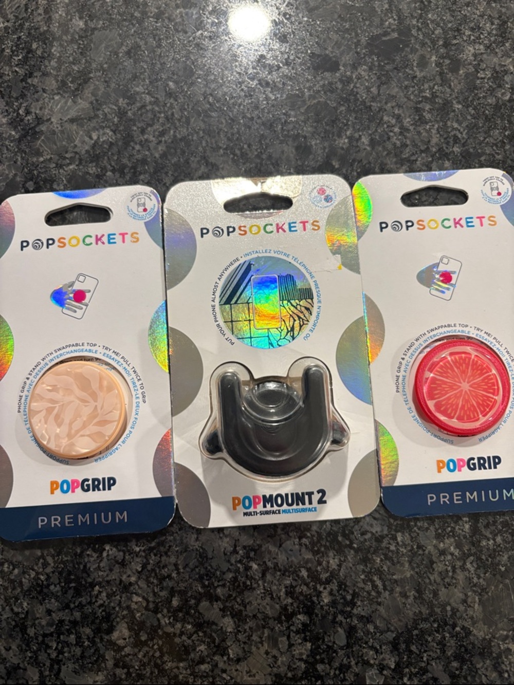 PopSocket PopGrip & PopMount 2 Set - Black, Pink, Peach